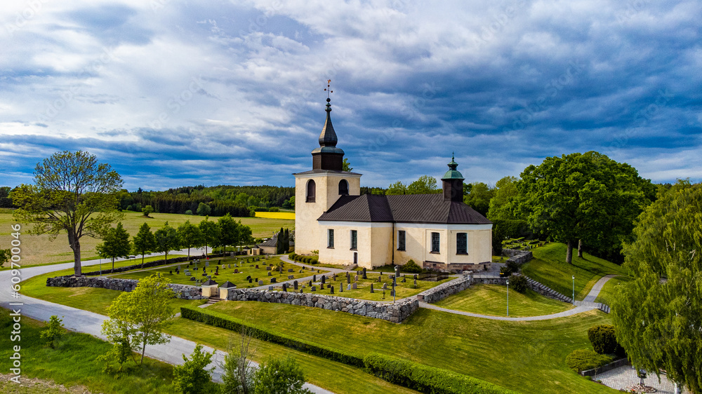 A church in a village in Sweden