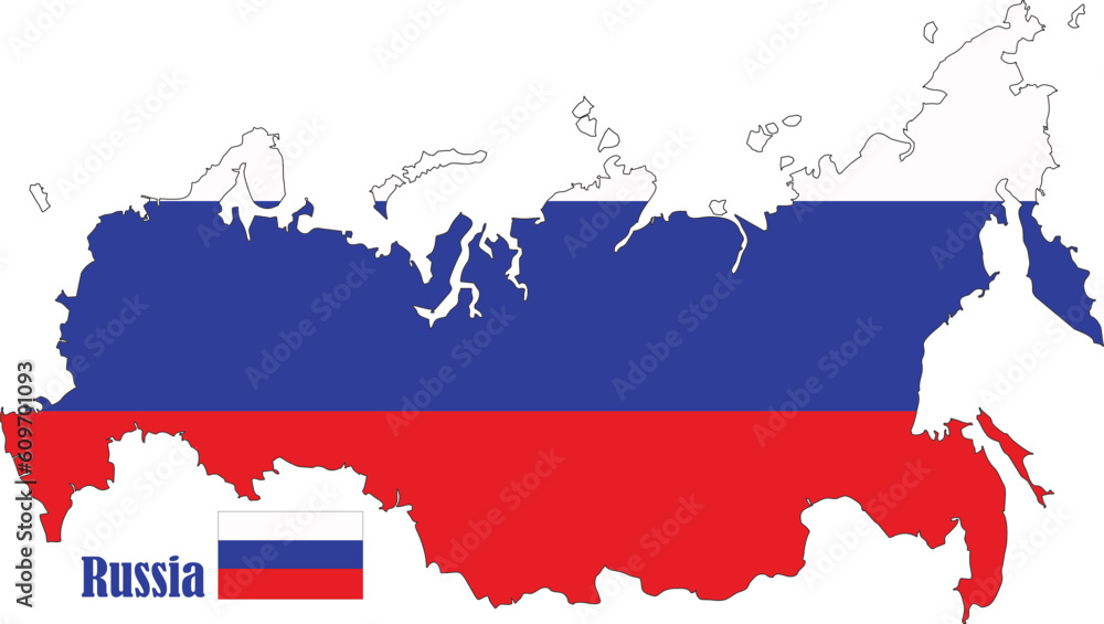 Russia Map and Flag