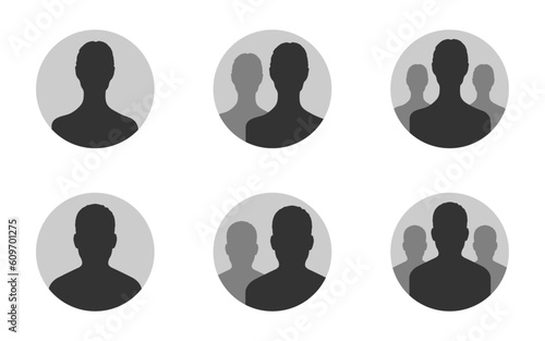 Default anonymous user portrait vector illustration flat vector designs. Man and woman vector profile signs