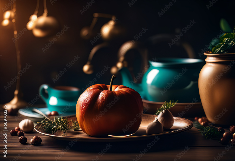 a painting of fruit and vegetables on a table a painting of fruit and vegetables on a table