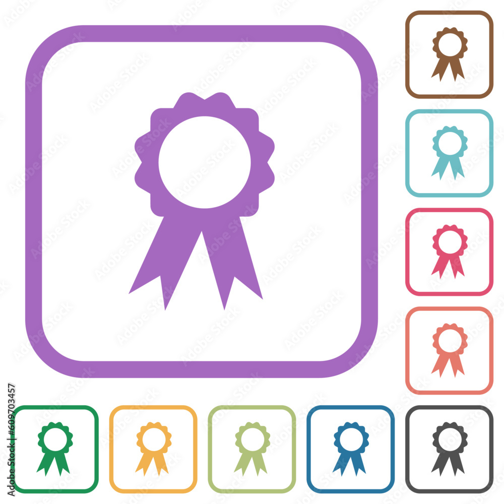 Badge with ribbons simple icons Badge with ribbons simple icons