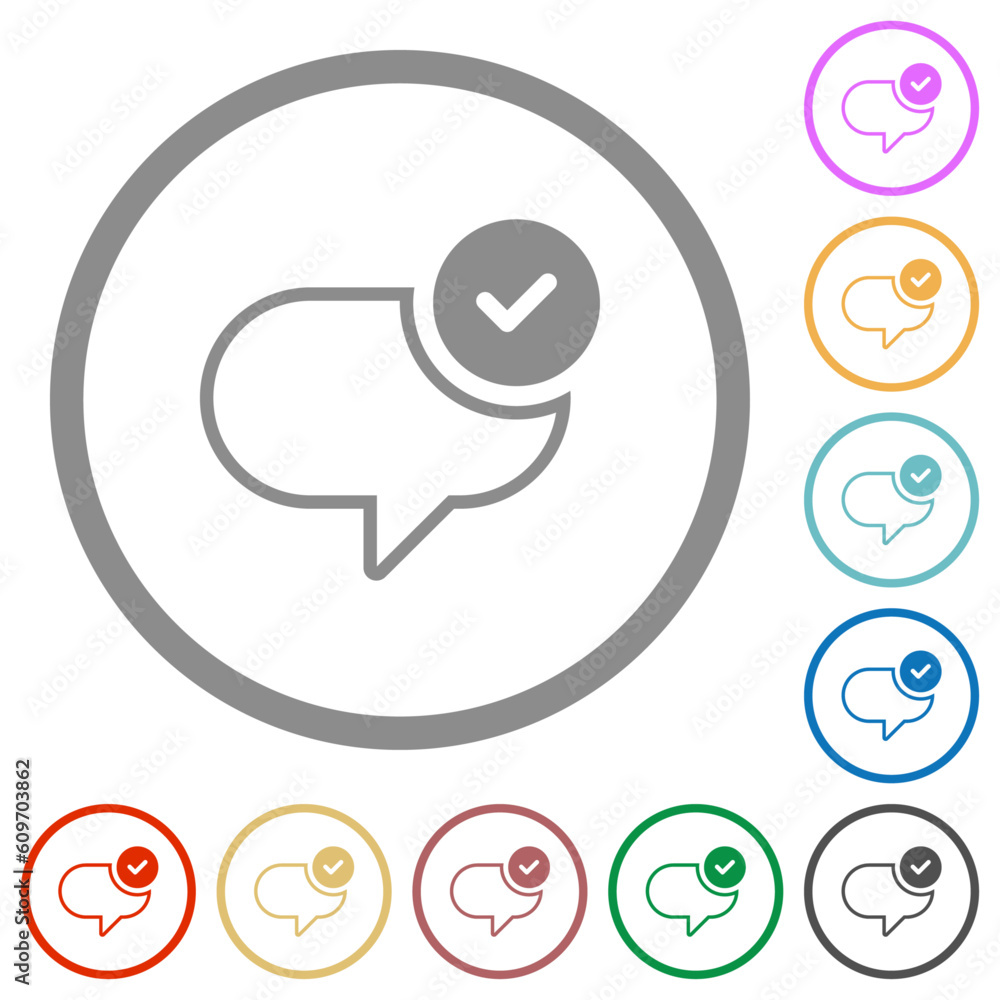 Message sent flat icons with outlines Message sent flat icons with outlines