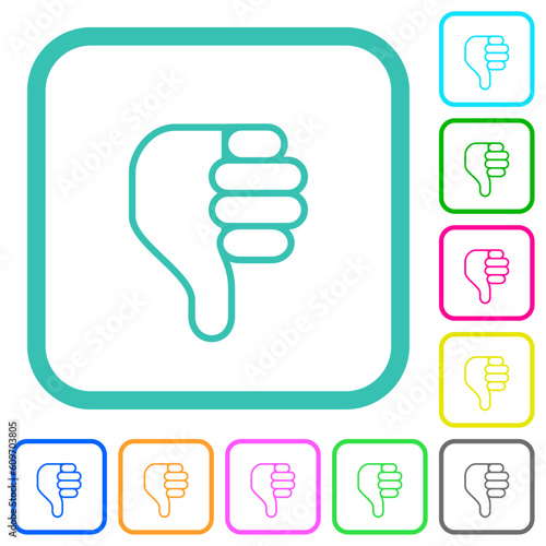 left handed thumbs down outline vivid colored flat icons