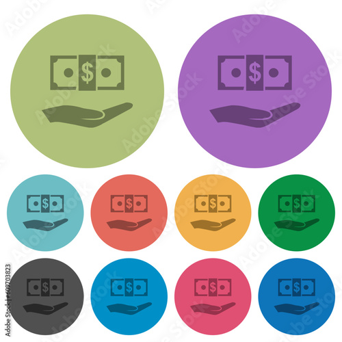 Palm and dollar banknote color darker flat icons