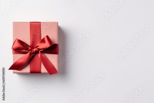 Gift box with satin ribbon and price tag bow on white Generated AI