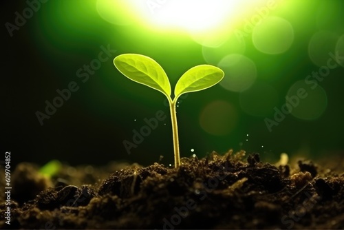 go green A seed is buried under light colored dark soi Generated AI