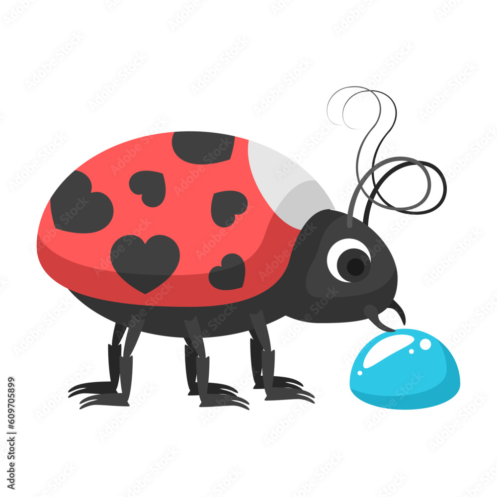 Abstract Flat Cartoon Different Animal Insect Ladybug With Water Drop Vector Design Style Elements Fauna Wildlife Abstract Flat Cartoon Different Animal Insect Ladybug With Water Drop Vector Design Style Elements Fauna Wildlife