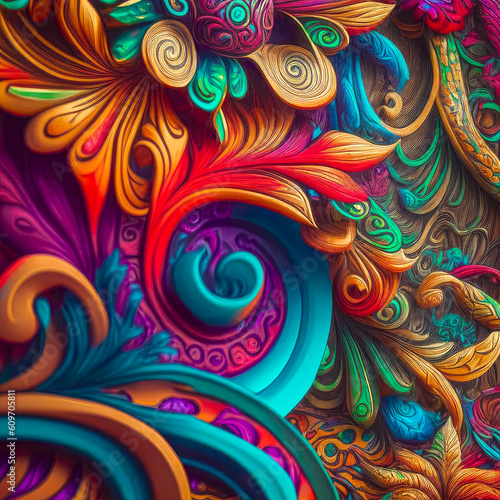 Bright and colorful background  with a bright oriental pattern.