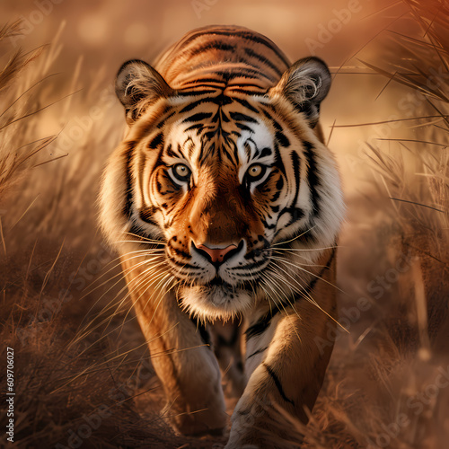 Tiger at Beauty Wheat field