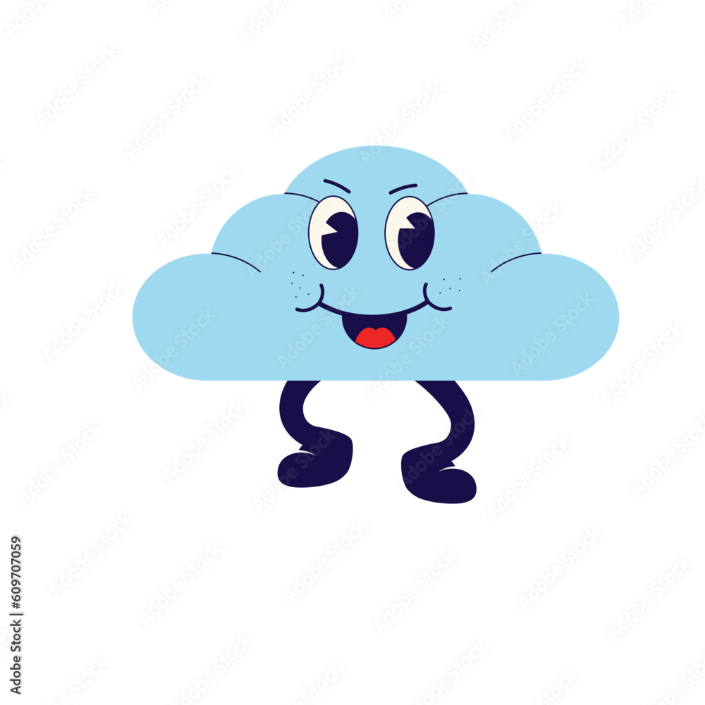 Cloud, 70's groovy Retro print. illustration for tee, t shirt and sticker - poster design. Fun cloud, funky concept. Vector illustration. Cloud, 70's groovy Retro print. illustration for tee, t shirt and sticker - poster design. Fun cloud, funky concept. Vector illustration.