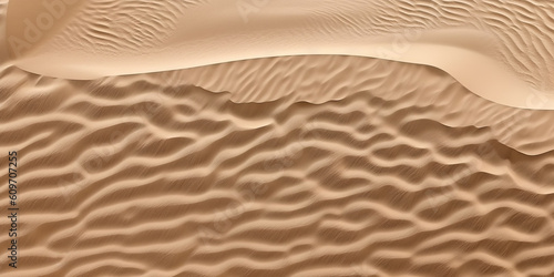 Aerial view of desert texture, sand and dune pattern for background, generative AI. © karina_lo