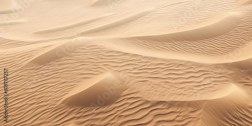 Aerial view of desert texture, sand and dune pattern for background, generative AI