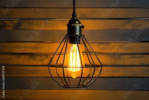 Industrial Vintage Ceiling Lamp Shade Metal Cage Wire Generated AI