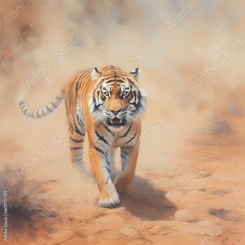 Tiger In The Dust Storm