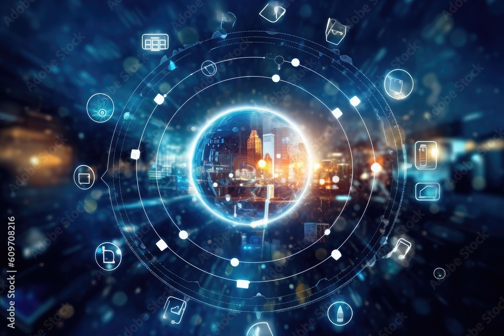 Obraz premium World of contactless technologies. Generative AI