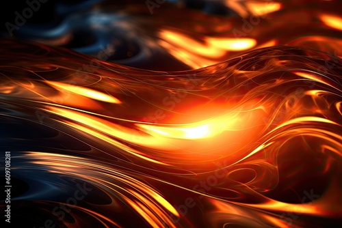 Metal background and flames reflecting off its surface. Gnerative AI