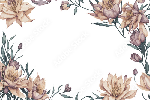 Background Lilies Flower Yellow Watercolor with White Space for Wedding Invitation Ornament.