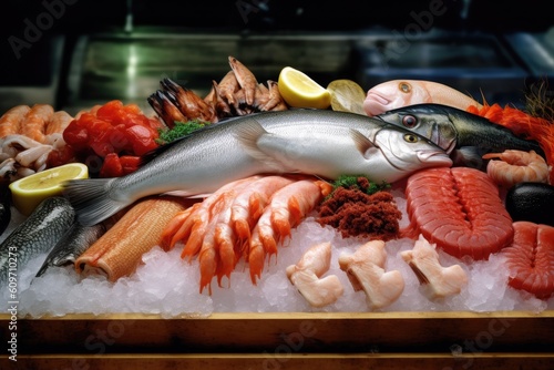 modern fish market display Capture the vibrant colors Generated AI