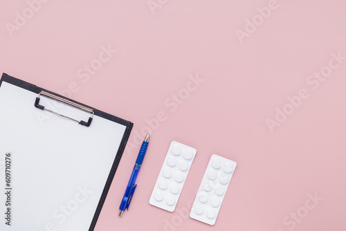 Flat lay of clipboard with ...