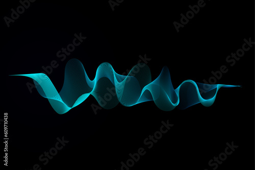Abstract colorful blue wave and curve lines with technology background. Abstract frequency sound wave lines,  Abstract wavy lines for science, technology, banner, business, template, flyer design.