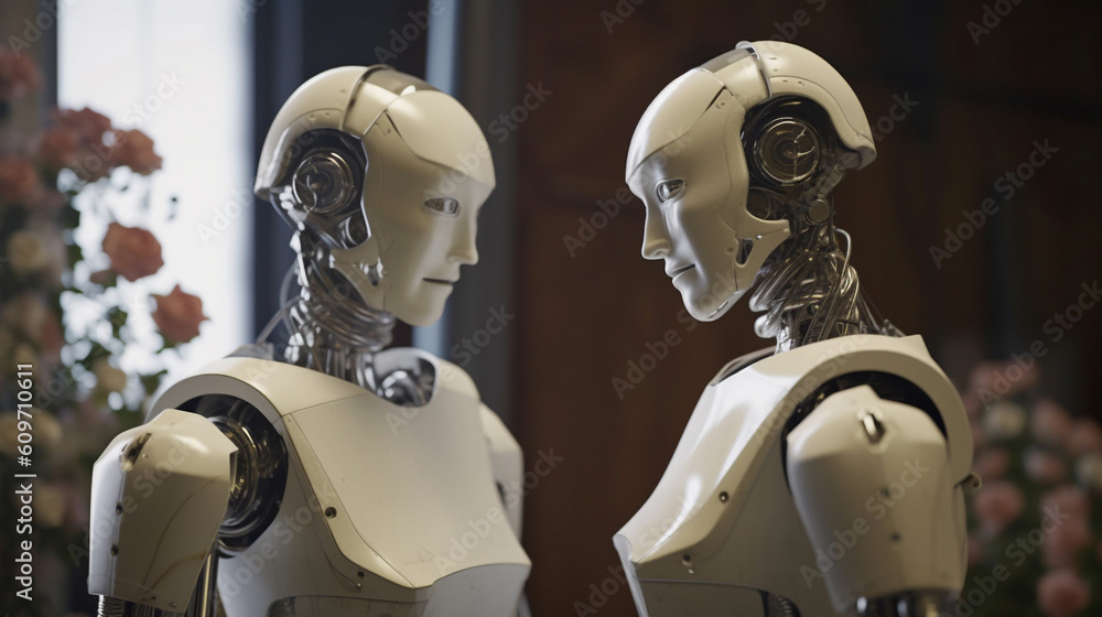 Androids Getting Married - Sci Fi - AI Generated Art Androids Getting Married - Sci Fi - AI Generated Art