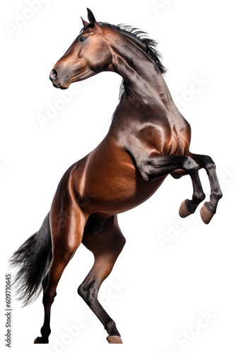 Horse Rearing Isolated on Transparent Background - Generative AI 