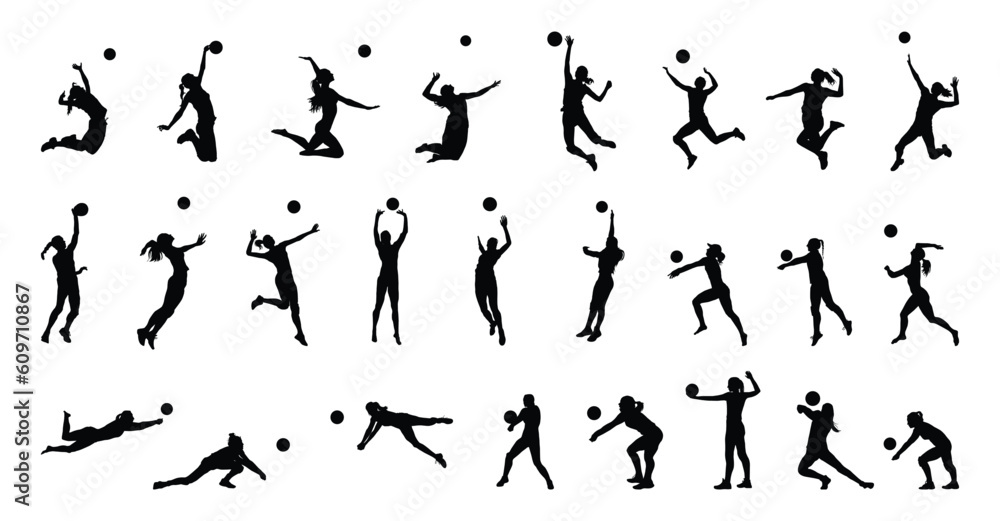 female volleyball silhouette.