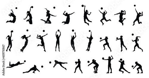 female volleyball silhouette.