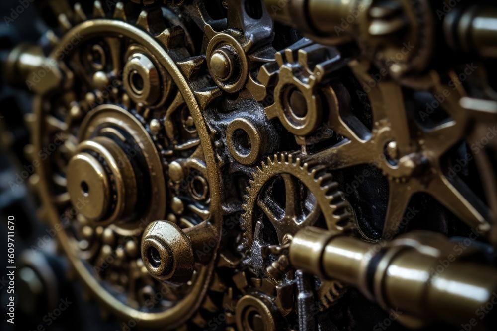 Fototapeta premium The combination of mechanical textures and atmospheric tones. Generative AI