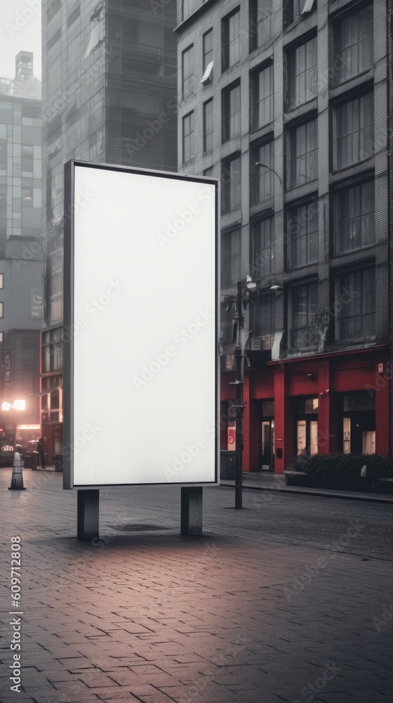 A white bellboard beside the street mock up ai, ai generative, illustration
