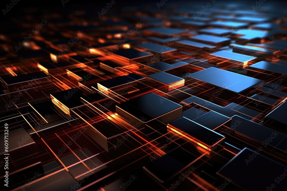 Fototapeta premium Fantastic CPU of the future background. Generative AI