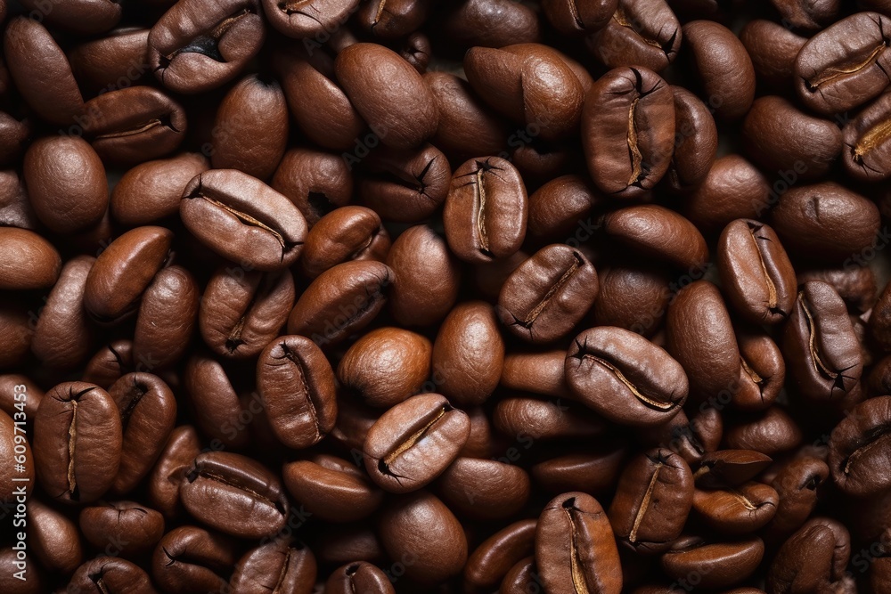 Roasted coffee beans background. Close-up image of coffee beans. Created with Generative AI tools Roasted coffee beans background. Close-up image of coffee beans. Created with Generative AI tools