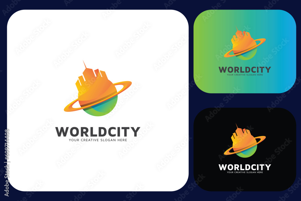 Naklejka premium World City Logo Design Template