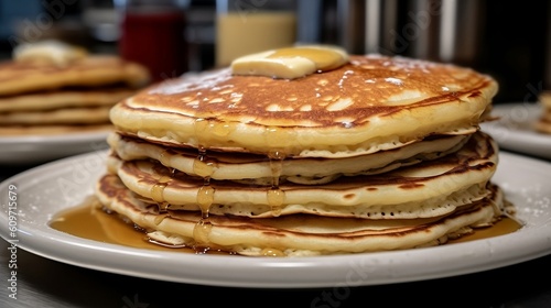 Breakfast with pancakes. Generative AI