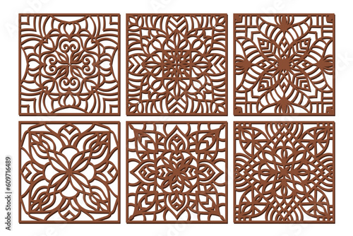 laser cut square coaster vector illustration design bundle
