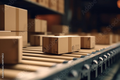 Boxes on conveyor belt