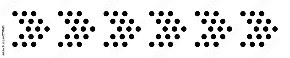 Set with dotted black arrows. Direction arrow. Dotted pointer. Vector 10 Eps.