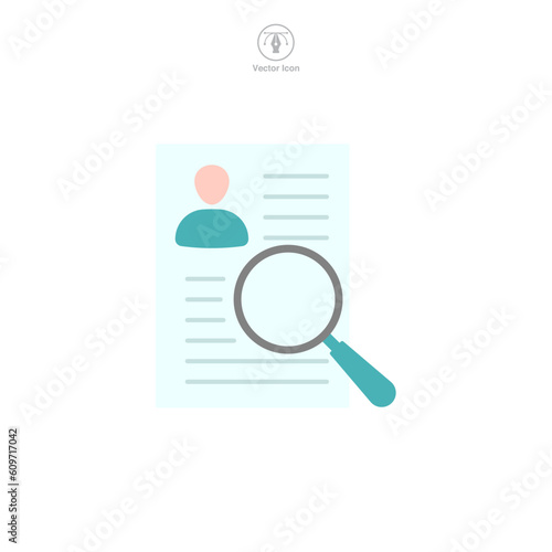 Magnifying Glass over Resume icon symbol template for graphic and web design collection logo vector illustration