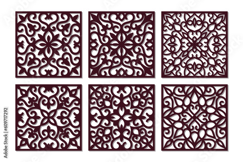 laser cut square coaster vector illustration design bundle