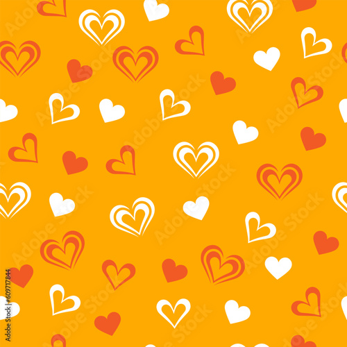 beautiful vector seamless pattern with yellow and red hearts	