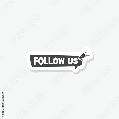 Follow us speech bubble sticker icon