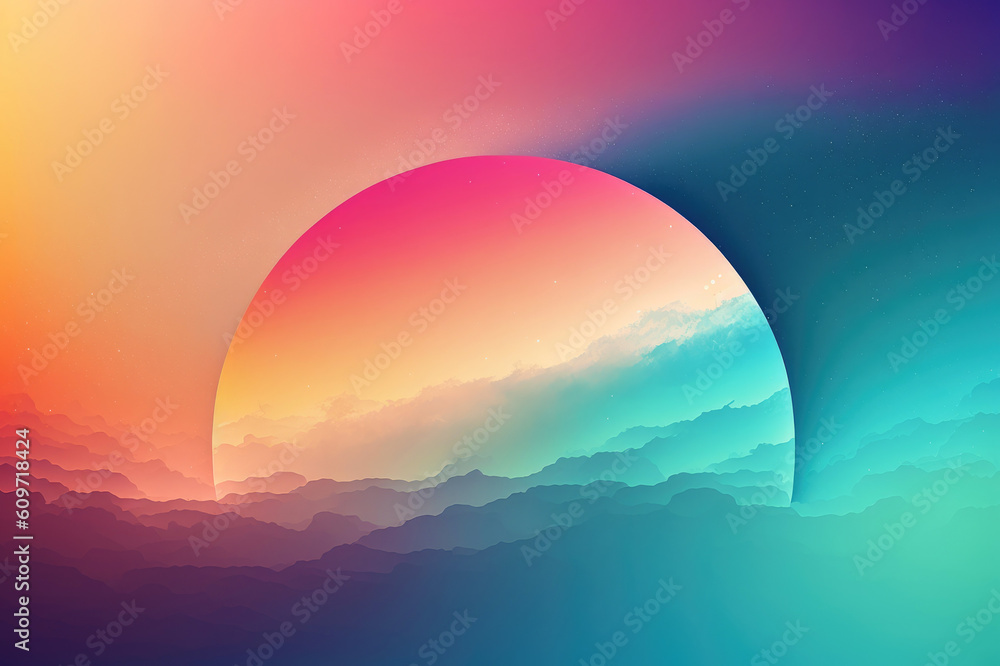Naklejka premium Abstract colorful sunset with clouds above the ocean. Generative AI