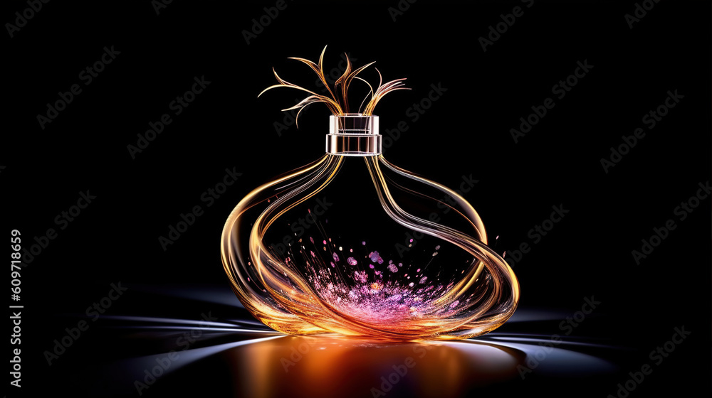 Romantic Perfume Bottle with Rose Petals. Created with Generative AI Romantic Perfume Bottle with Rose Petals. Created with Generative AI