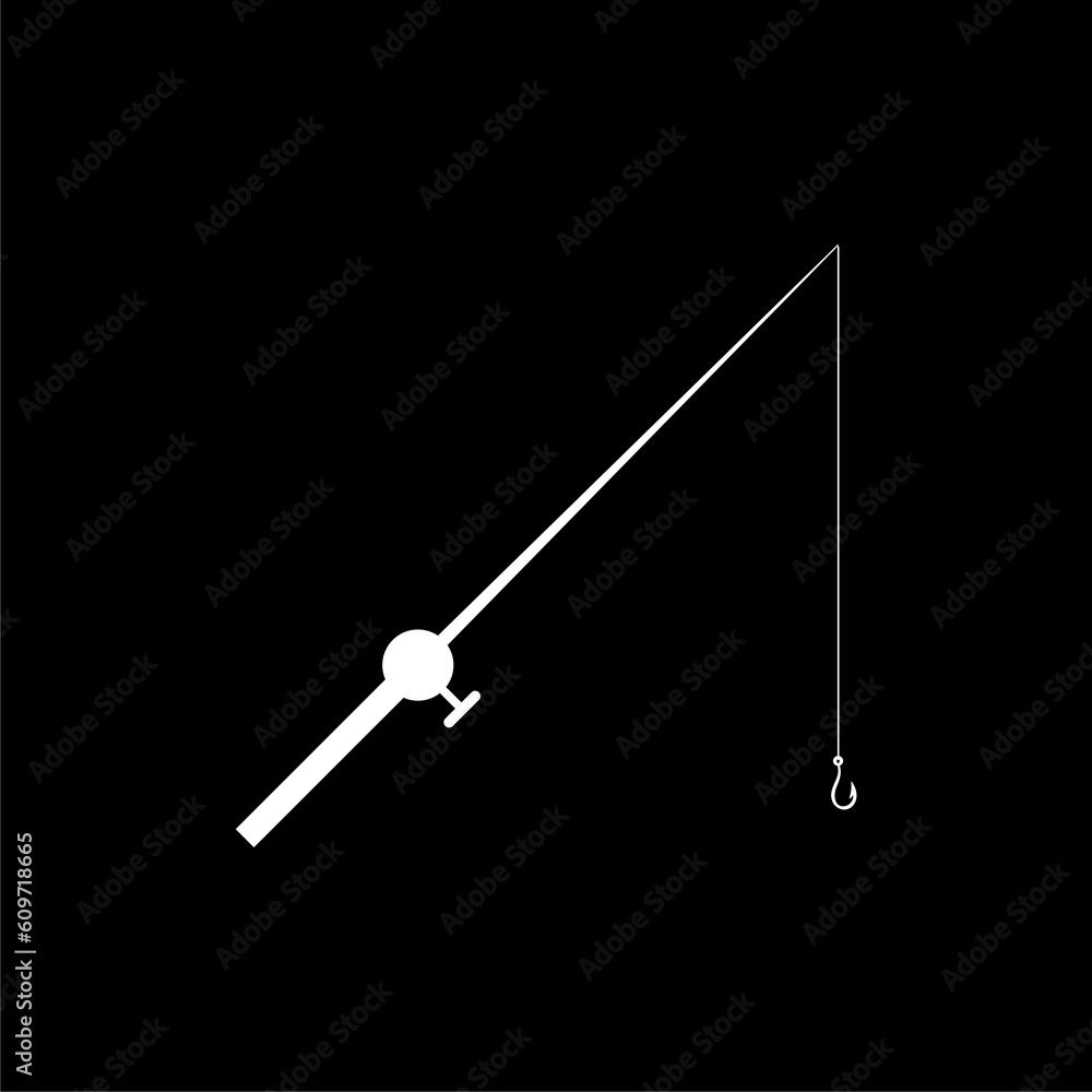 Fototapeta premium Simple illustration of fishing rod reel icon for web design isolated on black background