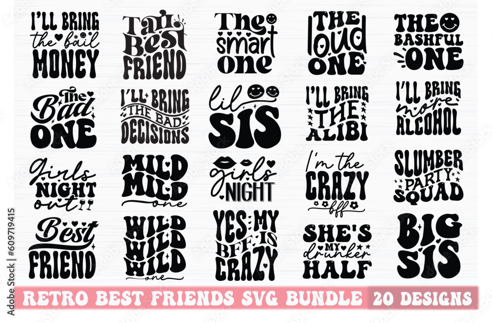 Obraz premium Retro Best Friends SVG Bundle