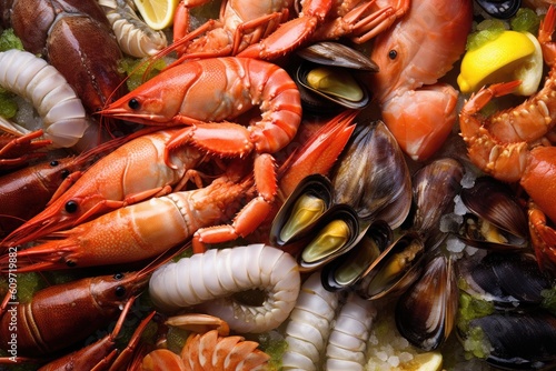 Seafood Splendor Capture the vibrant colors and texture Generated AI