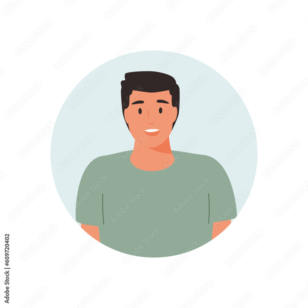 Young smiling man Adam avatar. Vector people character illustration. Cartoon minimal style