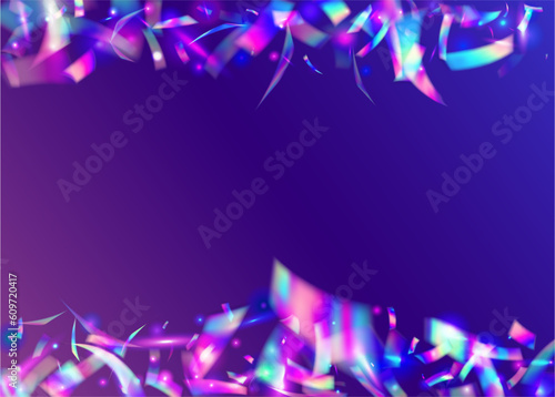 Neon Background. Purple Shiny Glitter. Surreal Foil. Disco Prism. Luxury Art. Glitch Confetti. Laser Abstract Wallpaper. Iridescent Texture. Blue Neon Background