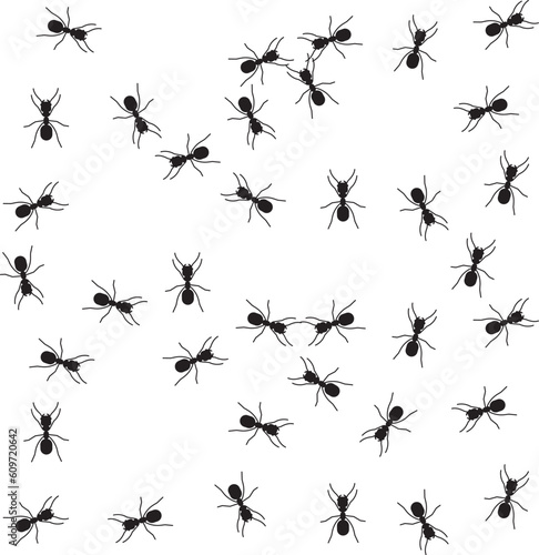  Seamless pattern colony ants on pink background. Vector insects template in flat style for any purpose. Modern animals texture. Pro Vector 