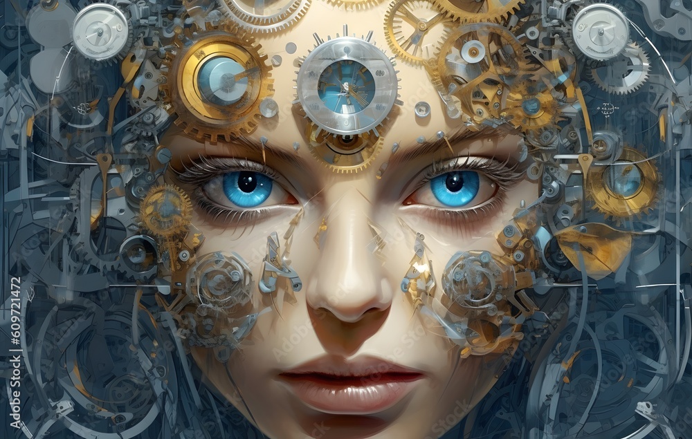Sci-fi Futuristic Cyborg. Woman's eye with Bionic Technology. Smart contact lens with biometric retina implants. Generative Ai. Sci-fi Futuristic Cyborg. Woman's eye with Bionic Technology. Smart contact lens with biometric retina implants. Generative Ai.